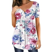 Onegirl Womens Tops Dressy Casual Short Sleeve Womens Blouses And Tops Casual Tshirts Shirts Graphic Vintage 5X Womens Workout Tops Try Before You Buy Womens Clothing 50+ bought since yesterday