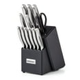 thumbnail image 1 of Oneida Crosshatch 14-Piece Stainless Steel Kitchen Knife Block Set, Silver, 1 of 5