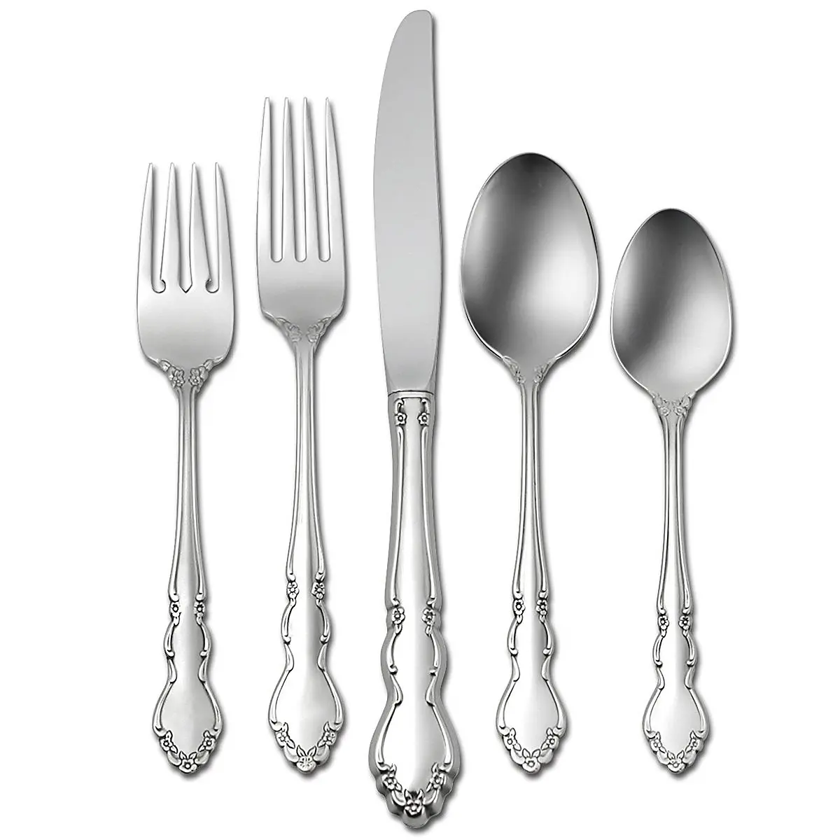 Dover 20-Piece Stainless Steel Flatware Set with Floral Design