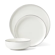 Oneida 24 Seven 12-Piece White with Black Rim Porcelain Tableware Set (Service for 4)