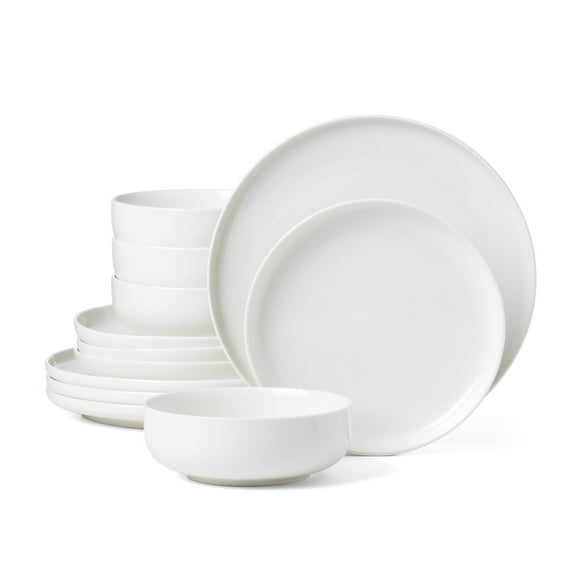 Oneida 365 24 Seven 12-Piece White Porcelain Tableware Set (Service for 4)