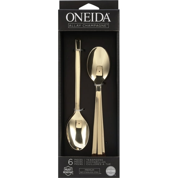 Oneida Allay Champagne Everyday Teaspoons, Set of 6