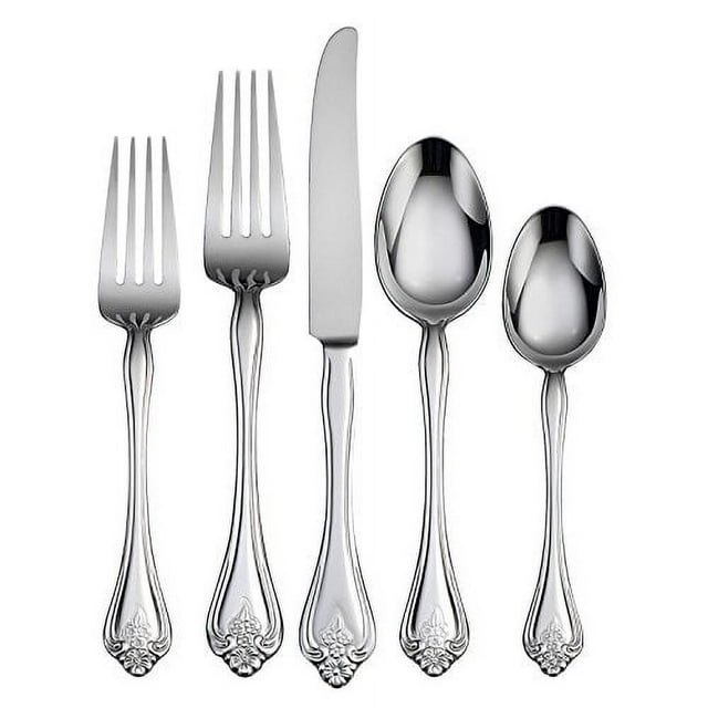 Oneida Boutonniere 45 Piece Everyday Flatware Set, Service for 8, Stainless Steel