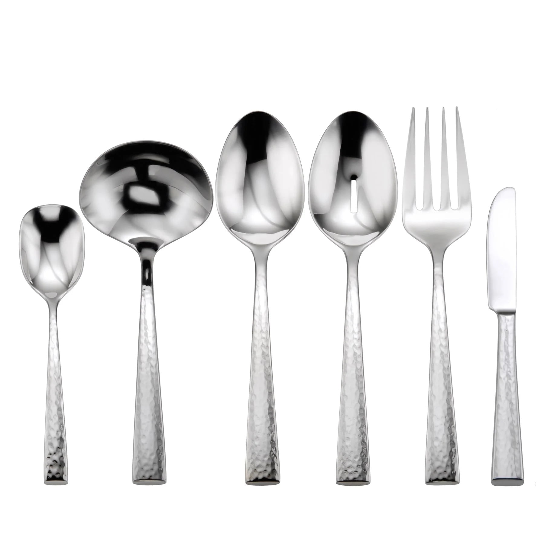 Industrial Hammered Stainless Steel 6-Piece Serving Set
