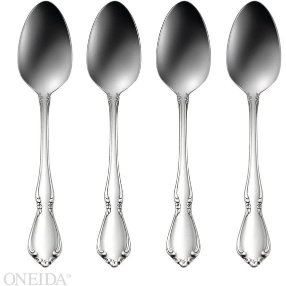 Oneida Chateau Fine Flatware Teaspoons, Set of 4, 18/10 Stainless Steel