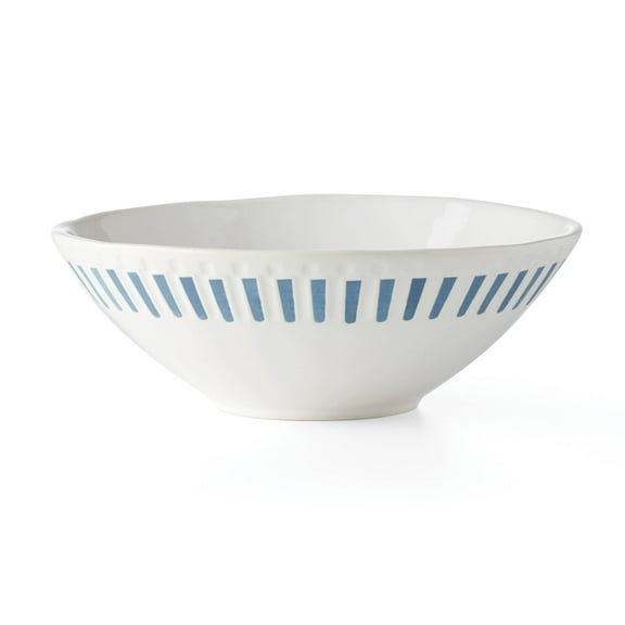 Oneida Entertain 365 48 oz Round Artisanal Stripe Stoneware Serving Bowl