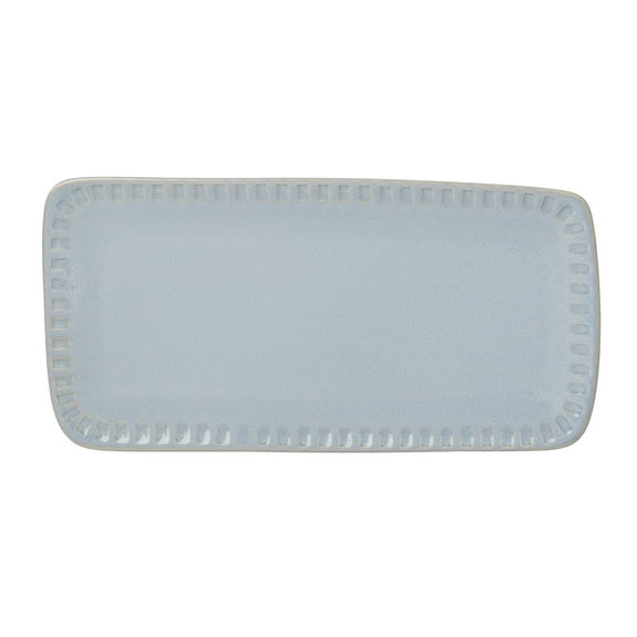 Oneida Entertain Artisanal Stripe Blue Stoneware Hors d'Oeuvres Serving Tray