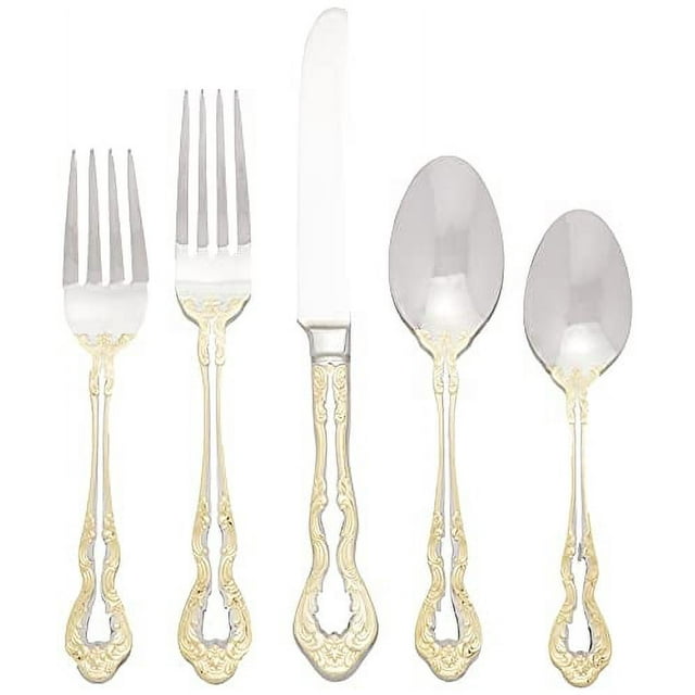 Oneida Golden Mandolina 45 Piece Fine Flatware Set, Service for 8 , 18/10 Stainless Steel