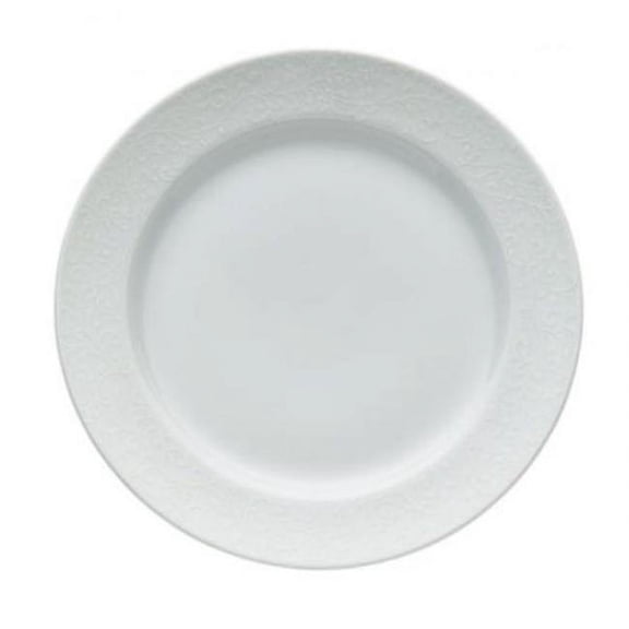 Oneida L5803050140 9.25 in. Round Wide Rim Paisley Design Plate, White