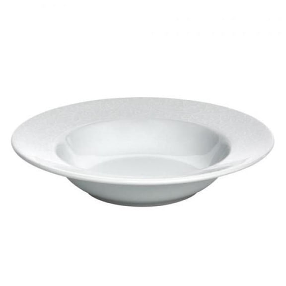 Oneida L5803050740 8.75 in. Round Wide Rim Paisley Design Soup Bowl, White