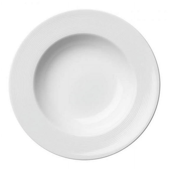 Oneida L6600000741 10.375 in. Round Medium Embossed Rim Soup, White