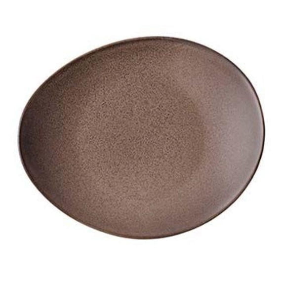 Oneida L6753059358 11.5 in. Rustic Chestnut Oval Plate White