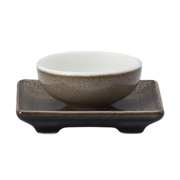 Oneida L6753059503 3 in. Rectangular Porcelain Chinese Saucer, Chestnut Rustic