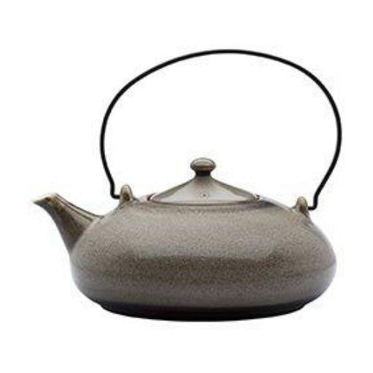 Rustic Chestnut Porcelain Teapot with Metal Handle, 14 oz