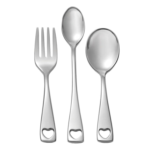 Oneida Little Love 3-Piece Baby Flatware Set, 18/10 Stainless Steel, Service for 1