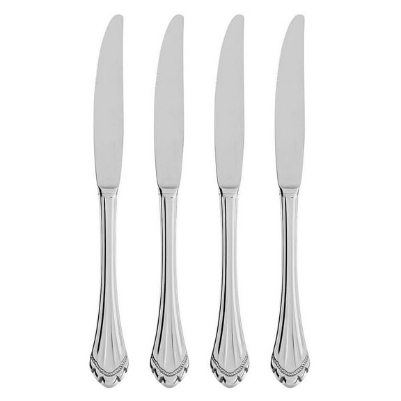 Oneida Marquette Set of 4 Fine Flatware Dinner Knives, 18/8 Stainless Steel, Silver