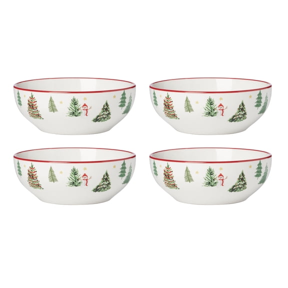 Oneida Merry & Bright Porcelain All Purpose Bowls, Set of 4