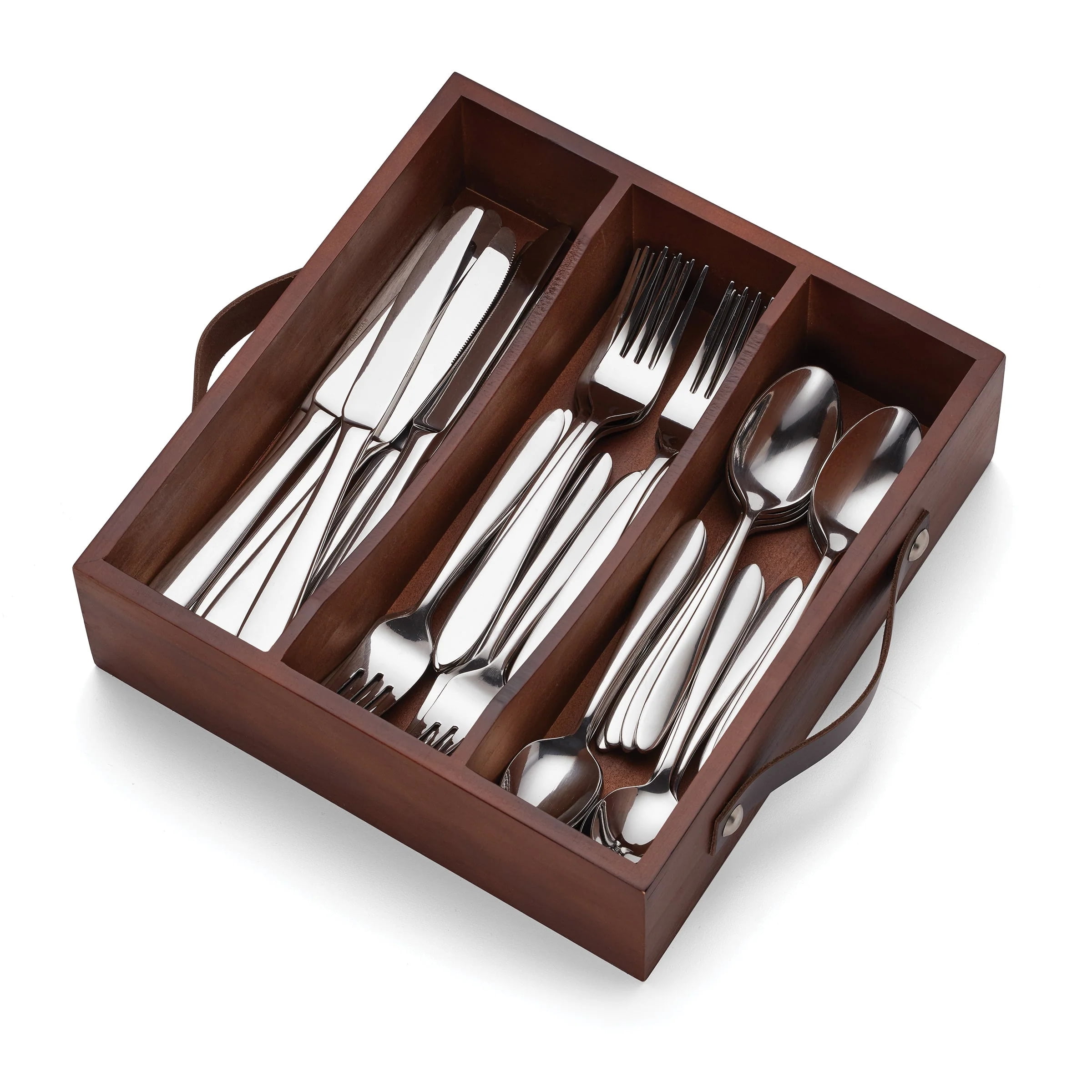 Mooncrest Stainless Steel 30-Piece Flatware Set with Wooden Caddy