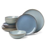 Oneida Organic Shades Slate Blue 12-Piece Blue Stoneware Tableware Set (Service for 4)