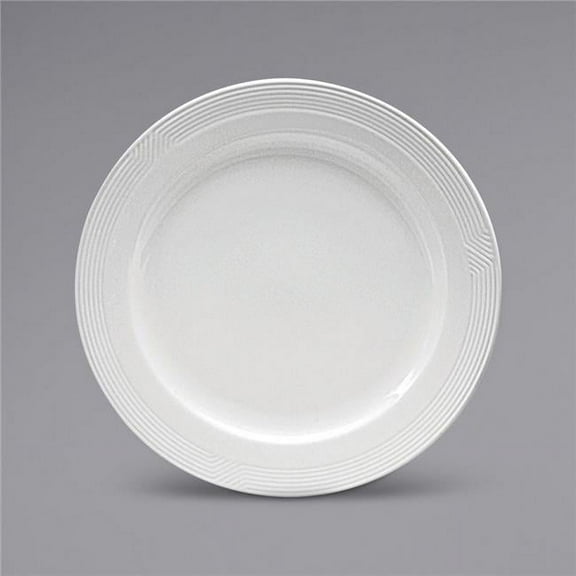 Oneida R4010000155 11 in. Impressions Round Bright White Embossed Medium Rim Porcelain Plate