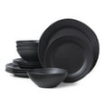 thumbnail image 1 of Oneida Ridge Black 12-Piece Stoneware Tableware Set (Service for 4), 1 of 16