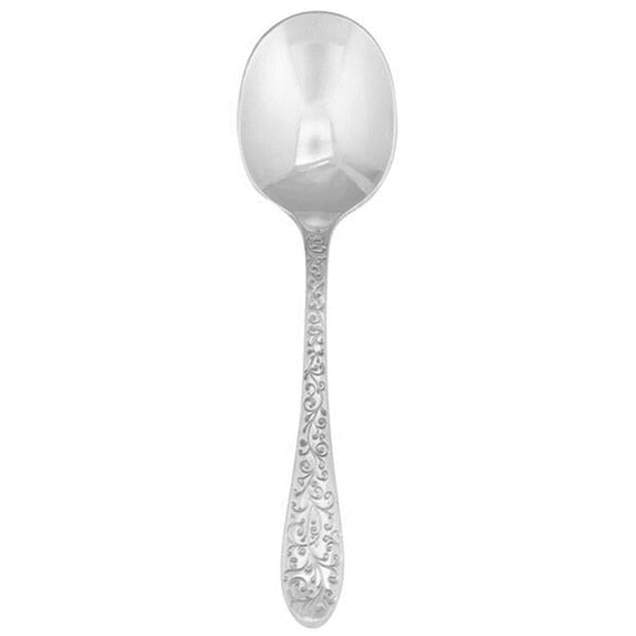 Oneida T638SBLF Ivy Flourish Stainless Steel Extra Heavy Weight Bouillon Spoon Silver