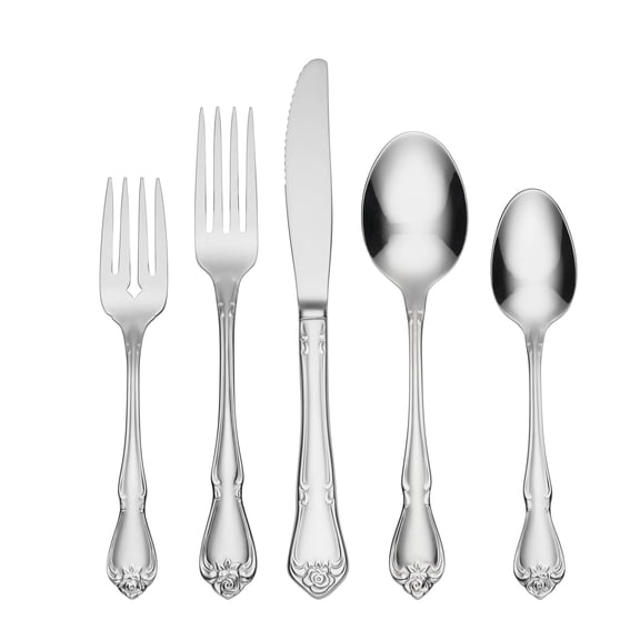 Oneida 1 Rose 45-Piece 18/0 Stainless Steel Flatware Set (Service for 8)