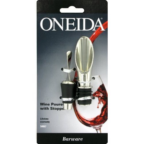 Oneida Wine Pourer with Stopper Polished Nickel Plate Zinc Alloy