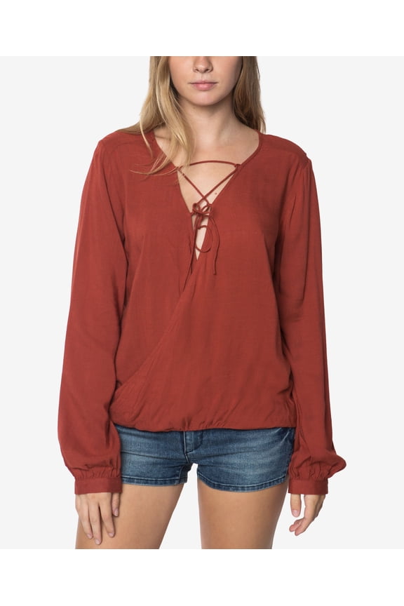 Oneill Juniors Bella Lace Up Surplice Top Blue S