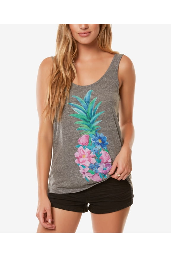 Oneill Juniors Flower Pop Tank Top Asphalt XS