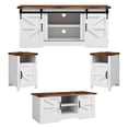 thumbnail image 1 of Oneinmil 4-Piece Modern Table Set Includes 58" Sliding Barn Door TV Stand, 39" Coffee Table& 15" Two End Tables with Charging Station and USB Ports, for Living Room, Bedroom（White）, 1 of 10