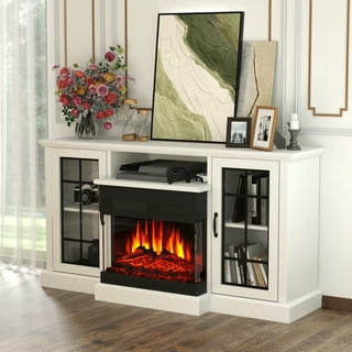 White tv stand 2024 with fireplace walmart