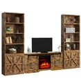 thumbnail image 1 of Easoger 6-Tier Bookcase Set of 2 and 58” Fireplace TV Stand, Farmhouse Living Room 3-Piece Set for Living Room, Brown, 1 of 8