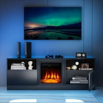 Oneinmil 65" Fireplace TV Stand for TVs up to 75", TV Stand with Electric Fireplace, Console Entertainment Center, Black