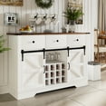 thumbnail image 1 of Oneinmil Buffet Sideboard Cabinet, Farmhouse Bar Cabinet with Removable Wine Rack & Drawers, Kitchen Storage Cabinet with Sliding Barn Door, White, 1 of 9