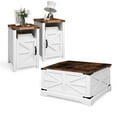 thumbnail image 1 of Oneinmil Durable 3 Piece Living Room Metal and Wood Coffee Table Set, 2 Farmhouse End Tables White, 1 of 9
