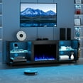 thumbnail image 1 of Easoger Fireplace TV Stand, 68'' TV Stand with 23" Electric Fireplace, LED Light Entertainment Center, TV Stands for 80 inch TV, Black, 1 of 10