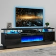 thumbnail image 1 of Easoger Fireplace TV Stand, Entertainment Center for TVs up to 80", 70” TV Stand with 36'' Electric Fireplace, LED Lights Entertainment Center, TV Console, Black, 1 of 10