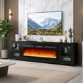 thumbnail image 1 of Easoger Fireplace TV Stand for TVs up to 90", 80" TV Stand with 50" Electric Fireplace, Entertainment Center with Glass Doors, Black, 1 of 10