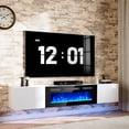 Oneinmil Floating TV Stand with 36" Electric Fireplace, Wall Mounted ...