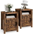 thumbnail image 1 of Easoger Nightstand with Charging Station 2-Piece Set, Farmhouse End Table with Barn Door, Sofa Side Table with Storage Space, for Livingroom and Bedroom, Brown, 1 of 11