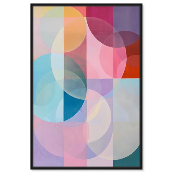 Oneiric Circles I Canvas Colorful Abstracts by Art Remedy, Black Frame, 24 x 36