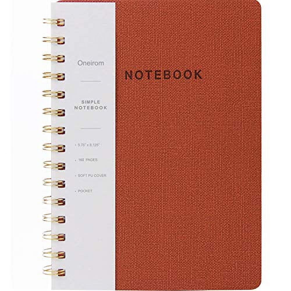 Oneirom Spiral Notebook Brown6.1x8.2 Inch College Ruled Journal with