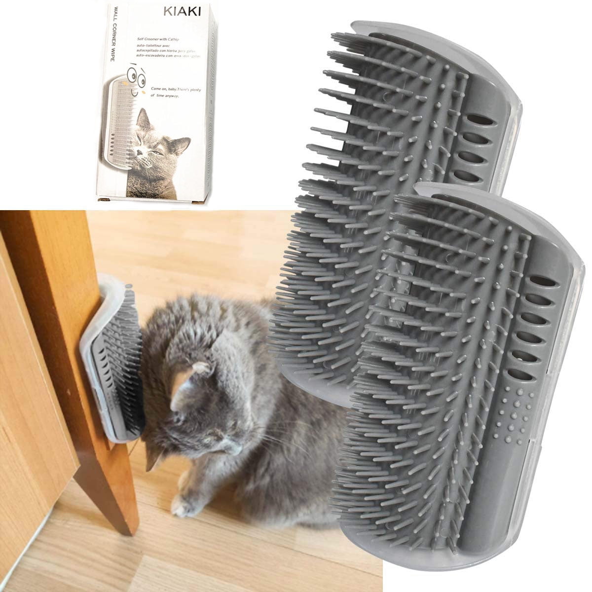 Oneisall 2 Pack Cat Self Groomer Brush with Catnip 3.0 Softer Cat Massager for Indoor Sofa Table Corner and Door L Walmart Business Supplies