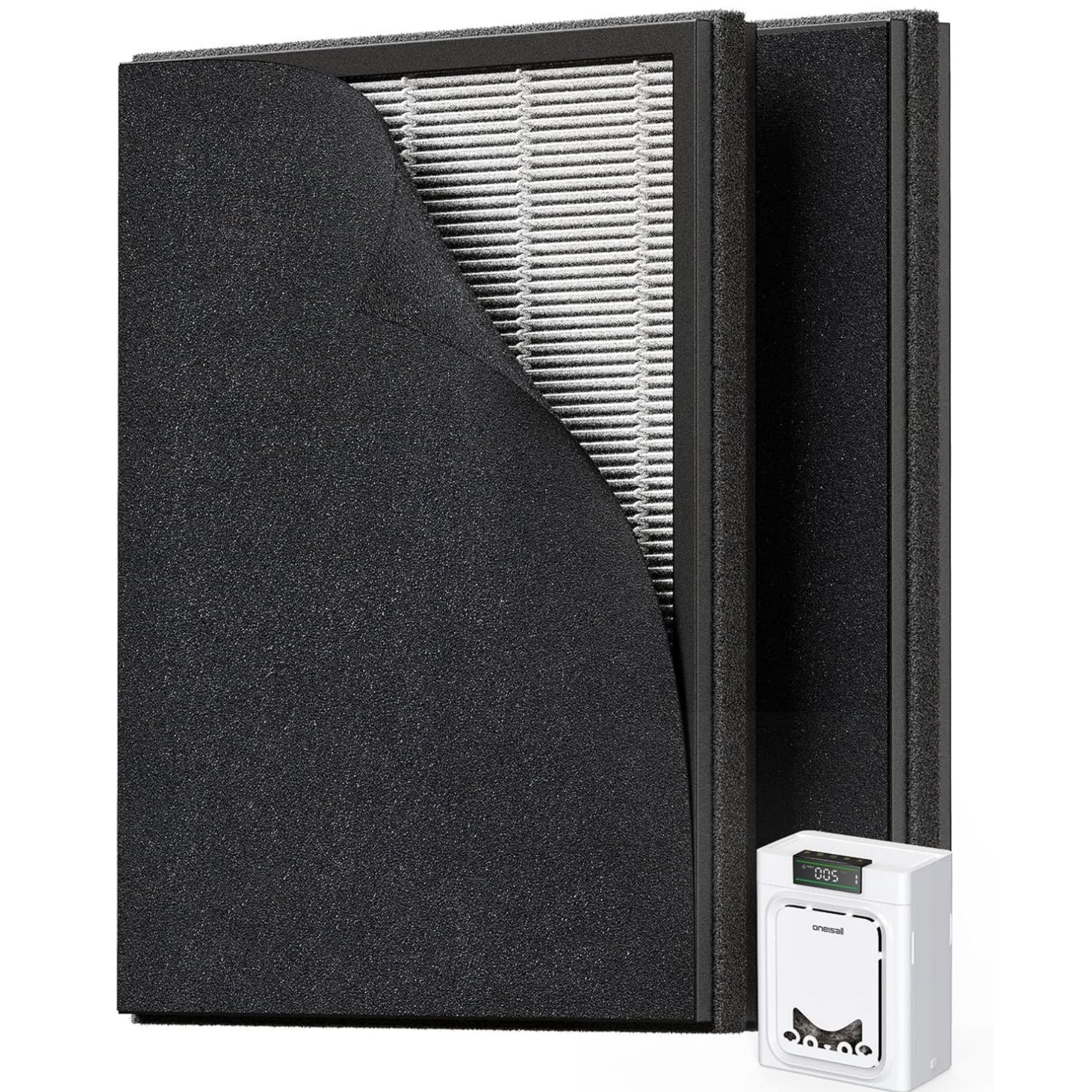 Oneisall 2 Pack Double-Sided Replacement Filter for PP02 Pet Air Purifier, Black