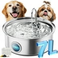 thumbnail image 1 of Oneisall 237Oz/7L/1.8G Dog Water Fountain, CW-07 Stainless Steel Dog Water Bowl Dispenser with Visual Window & Triple Filtration, Dog Fountain for Large Dogs/Multiple Dogs - Silver, 1 of 8