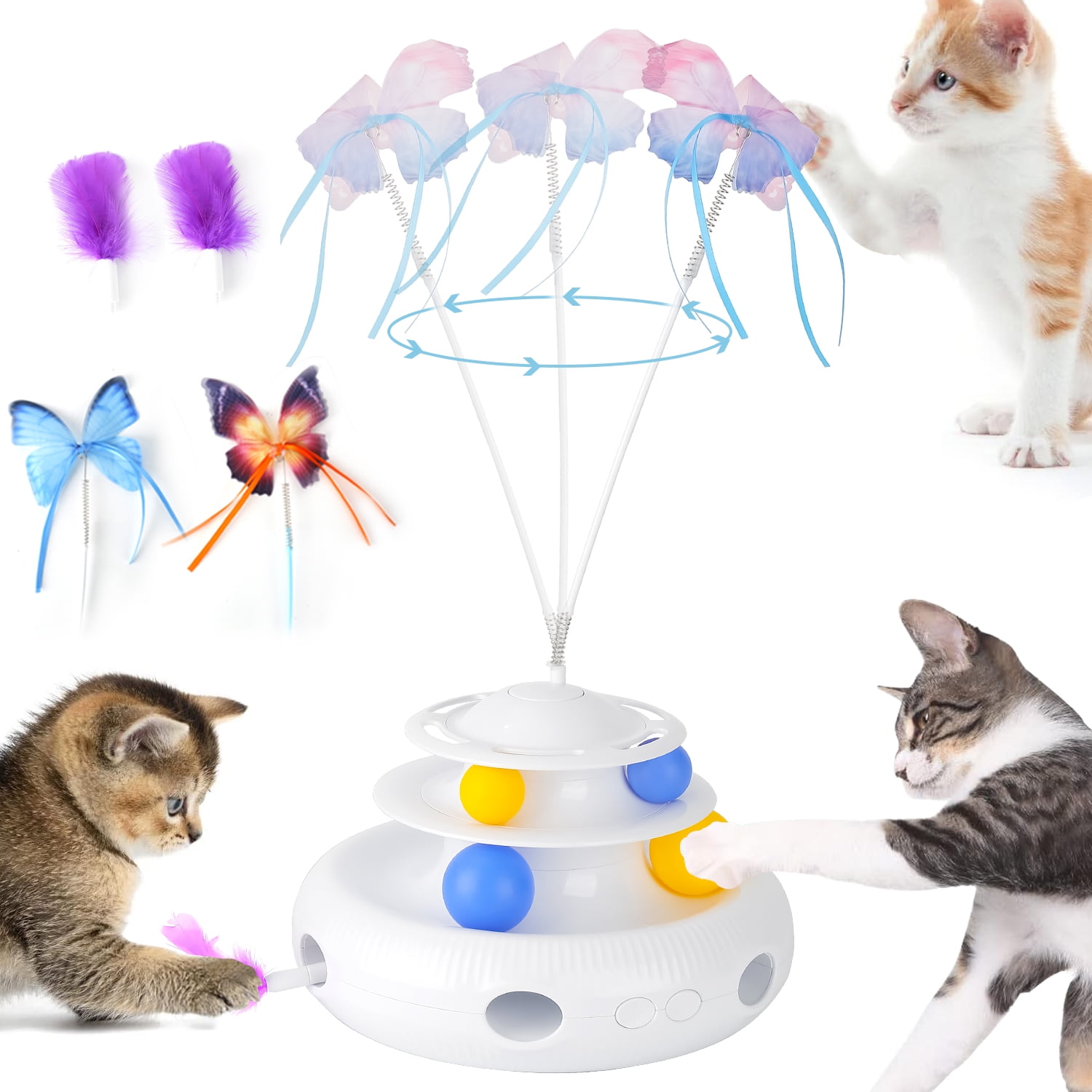 Oneisall 3 In 1 Interactive Cat Toys for Indoor Cats, Automatic Cat Toy