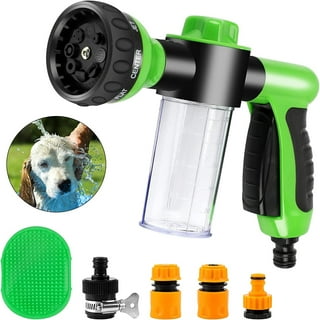 Garden Hose Nozzle, Hose Soap Sprayer Attachment, Car Wash Hose Sprayer  With Soap Dispenser Bottle & Dog Rubber Comb Brush, Dog Bathing Sprayer for