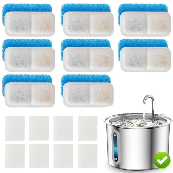 Oneisall 8 Pack Cat Water Fountain Replacement Carbon Filters for PWF-001 2L Cat Fountain - White
