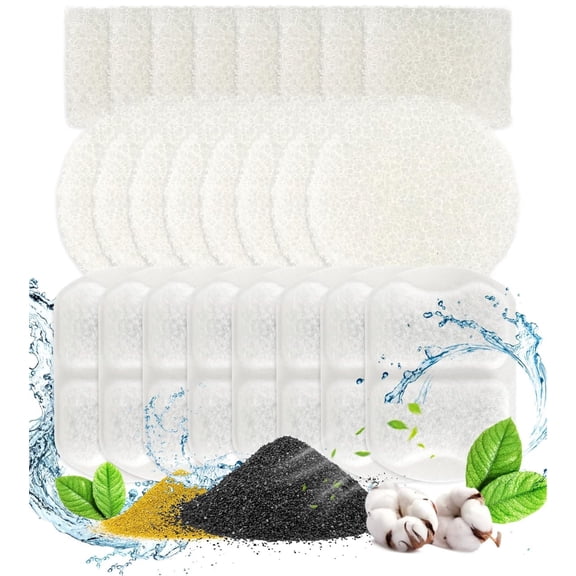 Oneisall 8Pcs Dog Water Fountain Carbon Filters, Replacement Filters for Stainless Steel 7L /230oz/1.8G Dog Fountain, White